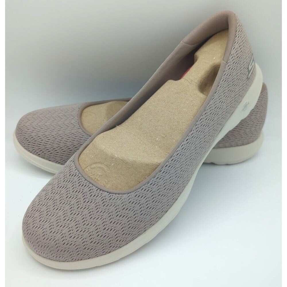 New Skechers Go Walk Lite Slip On Bliss Taupe Sneakers Size 8.5 Washable